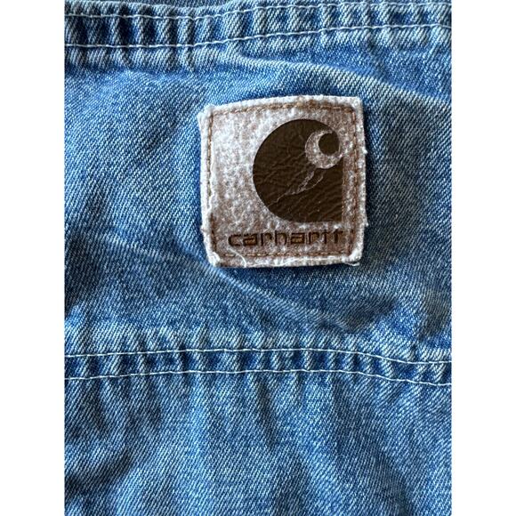 Vintage Carhartt 36” Baggy Denim Blue Jean Carpenter Work Shorts - Picture 5 of 8
